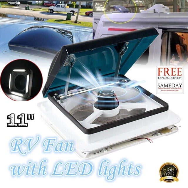 RV 11& 12V Roof Vent Fan Camper Van Motorhome Caravan Skylight With LED