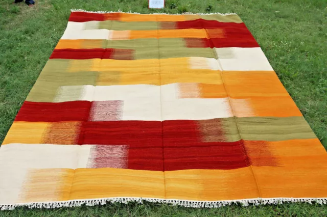 9x12 feet Multicolor Hand Woven Traditional Ikat Large Turkish Kilim Rug Carpet