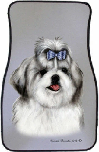 Grey and White Shih Tzu Car Floor Mats Pair (TB) 36352