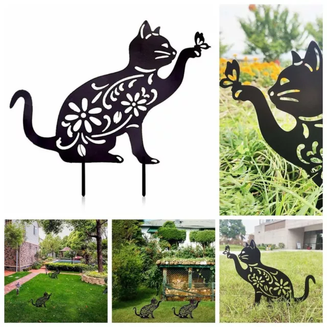 Palo acrilico giardino gatto plug-in silhouette gatto palo giardino prato artistico