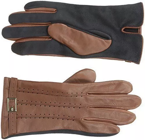 Adrienne Vittadini Women's Leather and Faux Suede Touchscreen Gloves 2