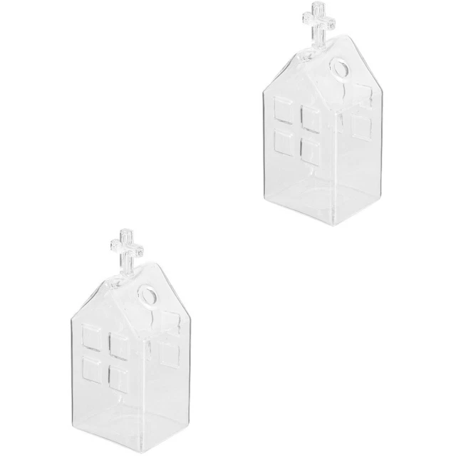 2x creativo a forma di casa vetro vaso di fiori decorazione vaso tavola