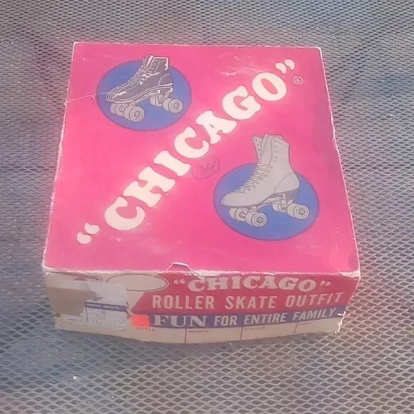 Vintage Chicago Roller Skates Model 241 in Box Arrow Wheel Jiffy Minuteman Sz 8