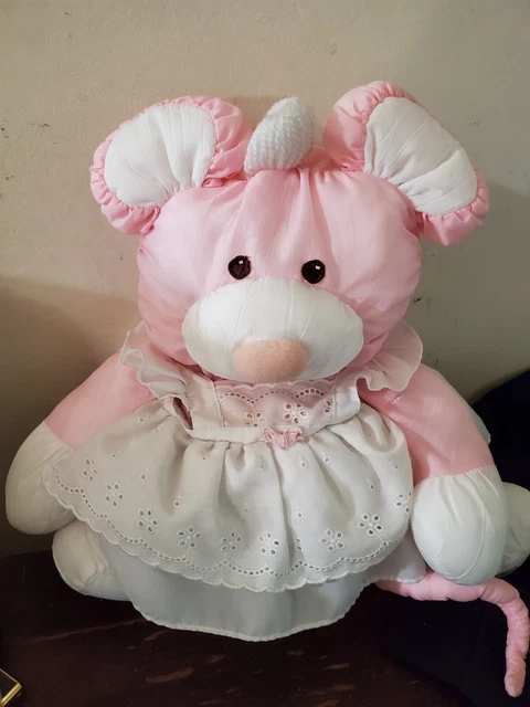Fisher Price Puffalump Pink Mouse White Dress Plush Stuffed Vintage 1987