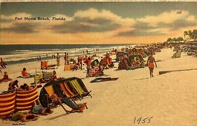 Fort Myers Beach FL Linen Postcard Vintage 1950’s Souvenir Florida