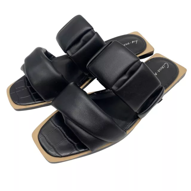 Circus by Sam Edelman Black Faux Leather Inara slide sandals women's 7.5