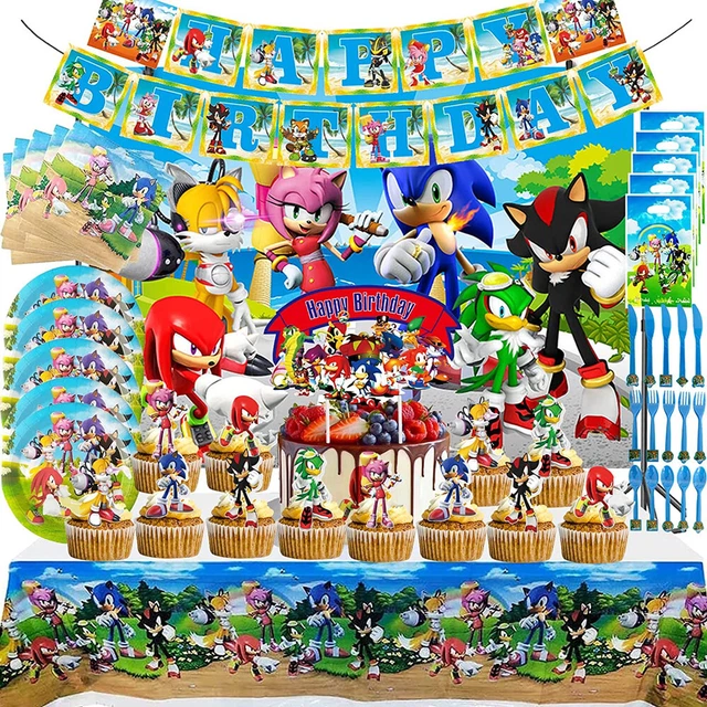 SONIC BIRTHDAY PARTY Supplies The Hedgehog Tableware Hats Banner