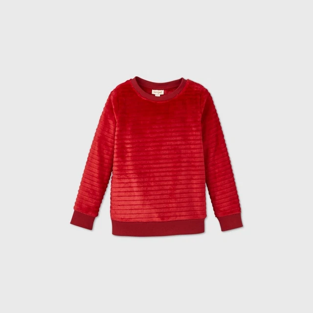 Girls Red Sherpa Pullover Cat & Jack Size S 6/6X