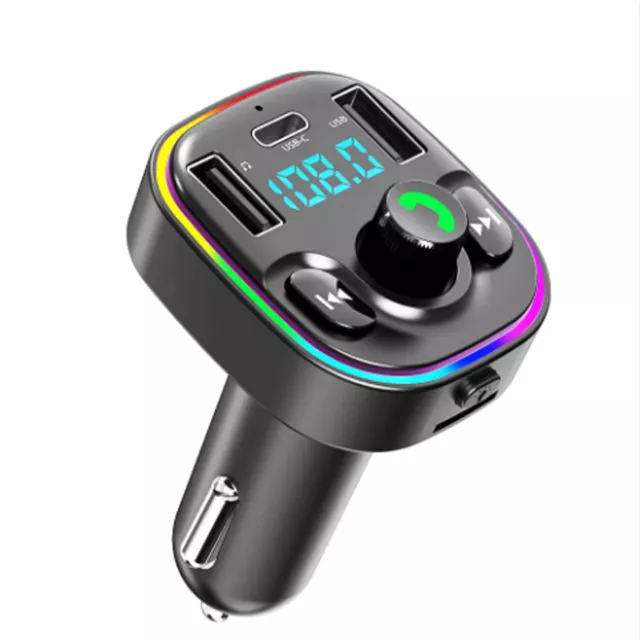 Car Wireless Bluetooth FM Transmitter MP3 Player Dual USB+Type C Fast Charger UK