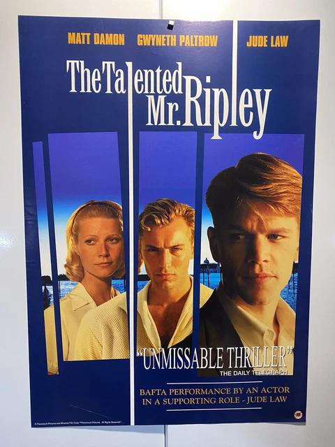 THE TALENTED MR Ripley. Matt Damon. Jude Law. Original UK Video Poster ...