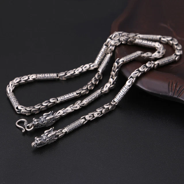 S925 Sterling Silver 6mm Tube With Feather Link Chain Necklace 19.7"-25.6" L