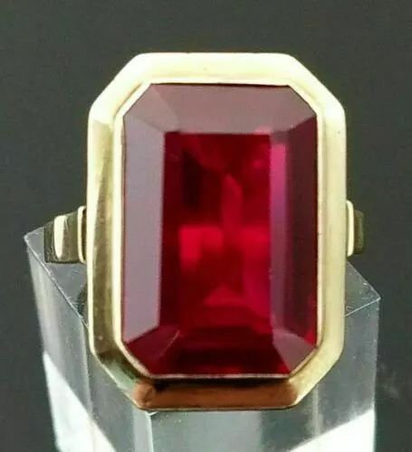 2.00Ct Emerald Cut Simulated Red Ruby Women's Ring 14K Yellow Gold Plated Silver