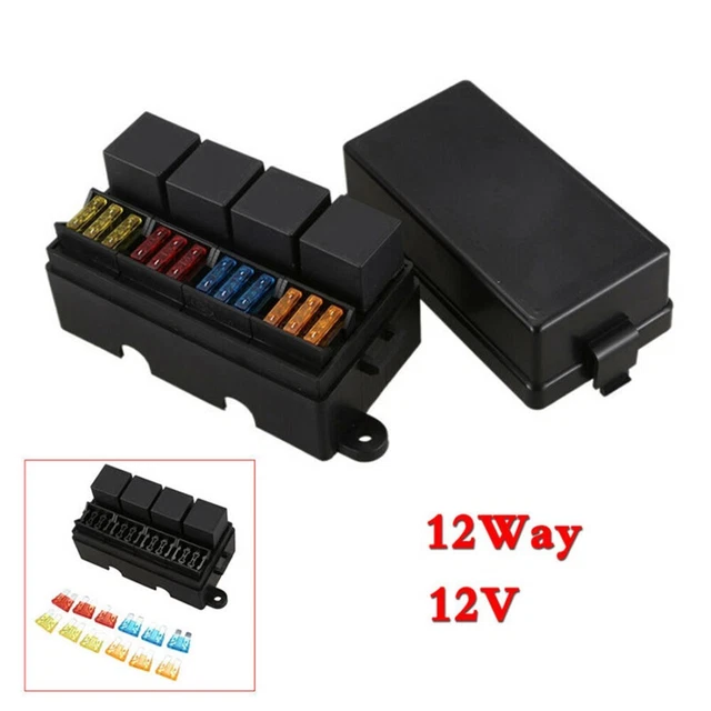 14.5x4.5x4cm Fusible Boite Plastique Embouts 12 Voie 12V 4-Relay 40A Résistant