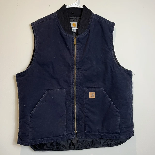 Carhartt Blue Quilted Insulated Canvas Vest Men’s 2XL Tall XXLT