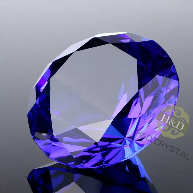 40mm Blue Crystal Diamond Shape Paperweight Facet Glass Jewel Wedding Favor Gift