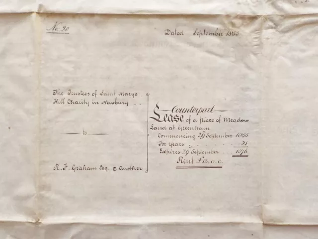 1855 Greenham Newbury Berkshire Vellum Deed Document Indenture