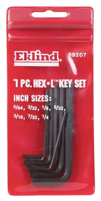 Eklind Hex-L 5/64 to 1/4 in. SAE Short Arm Hex L-Key Set 7 pc 69207