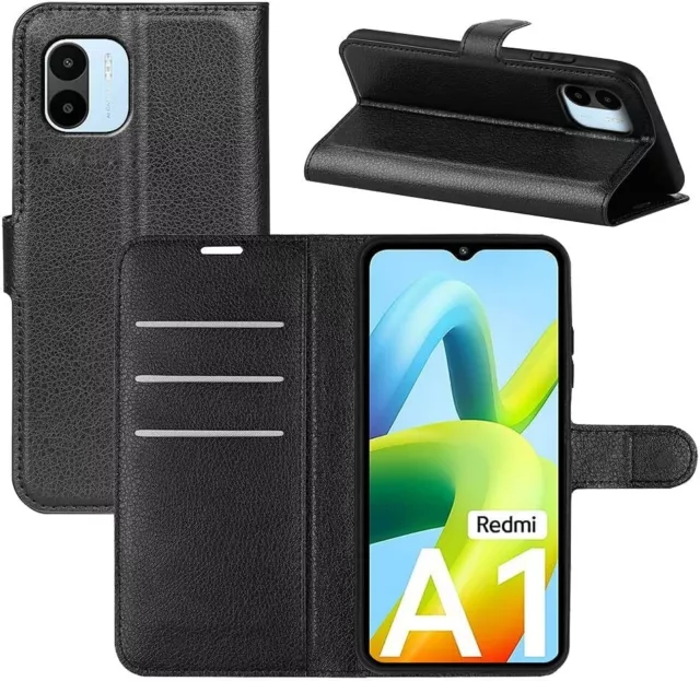 CUSTODIA A PORTAFOGLIO LIBRO Per XIAOMI REDMI A1 COVER FLIP MAGNETICA PELLE NERA