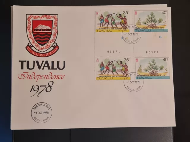 Tuvalu Independence Overprints 1978 copertina primo giorno francobolli FDC QE2