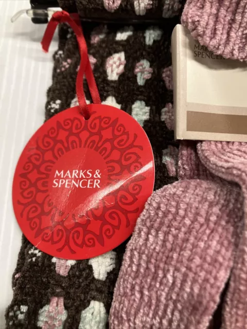Scarf and Gloves Set/Pink Chenille BNWT/Marks and Spencer 3