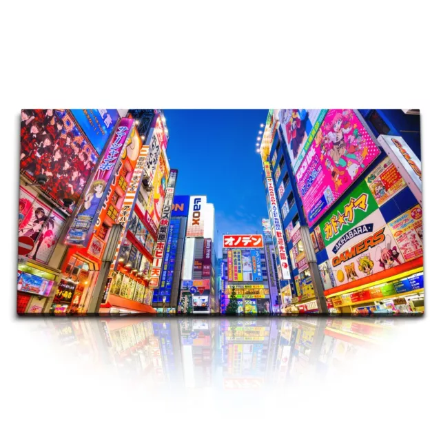 Kunstdruck Bilder 120x60cm Tokio Japan Stand bunte Reklametafeln