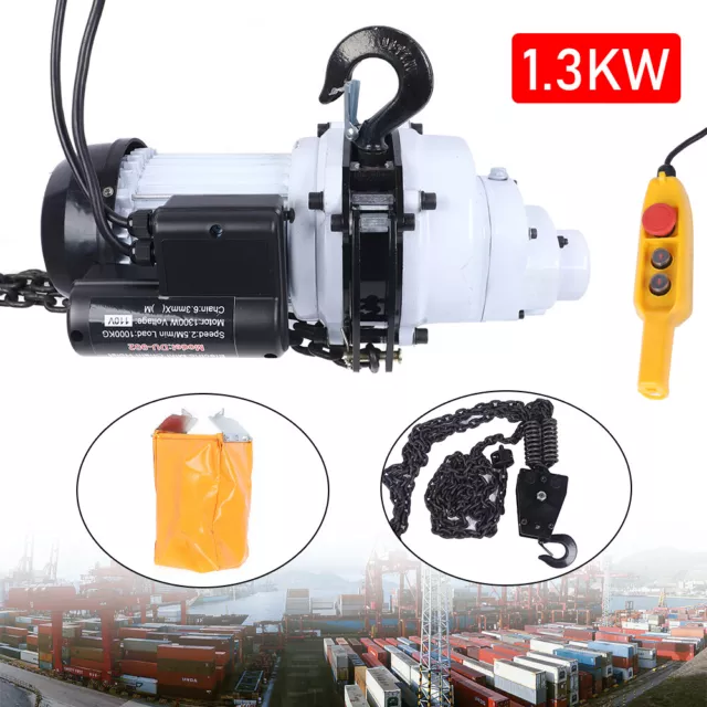 110V 2200LBS/1 Ton Electric Chain Hoist Single Phase Hoist Crane 10FT Chain