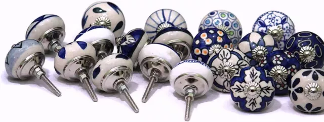 Cermic Knobs drawer Door Blue And White Mix Knobs Indian 50 Pc 2