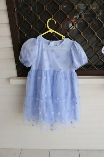 Girls Seed Heritage Kids Size Dress 6 blue flower lace tulle poofy dress
