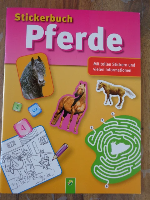 Stickerbuch Pferde Malen rätseln basteln Sticker kleben neu Infos über Pferde
