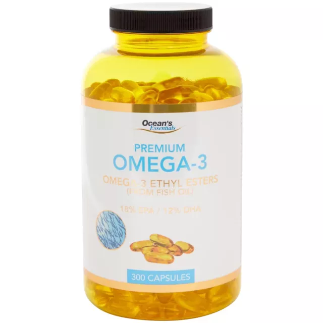 Fischöl Omega 3 Kapseln EPA DHA 1000 Omega-3 1000mg 300 Stk. hochdosiert Vitamin