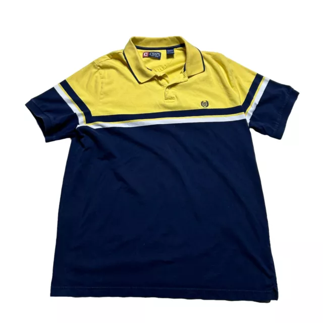 Ralph Lauren Chaps Polo Shirt Mens XL Navy Blue Yellow Colorblock Short Sleeve