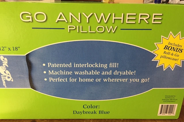 My Pillow Go Anywhere Pillow 12 x 18 Includes Roll & Go Pillowcase Daybreak Blue 3