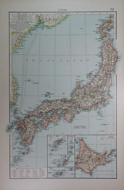 Old (11x17) 1908 Time's Atlas Map ~ JAPAN ~Free S&H ~Inv#484