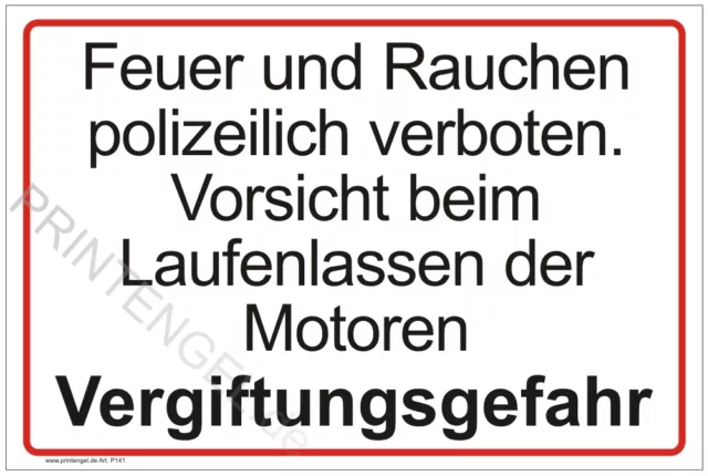 Schild Feuer und Rauchen polizeilich verboten Vergiftungsgefahr Warnschild P141