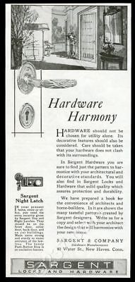 1920 Sargent door latch lock hardware art vintage print ad