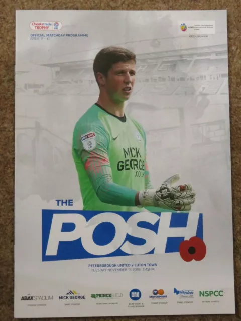 Peterborough United Luton Town Checkatrade November 2018 Match Programme