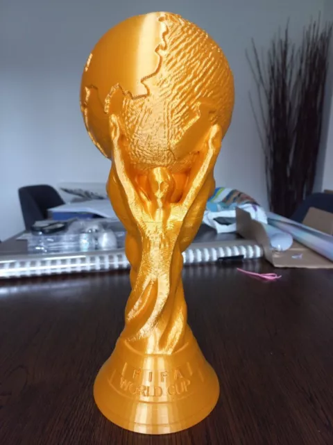 3D Printed World Cup Football Soccer Replica Scale Trophy 37cm Silk Gold PLA