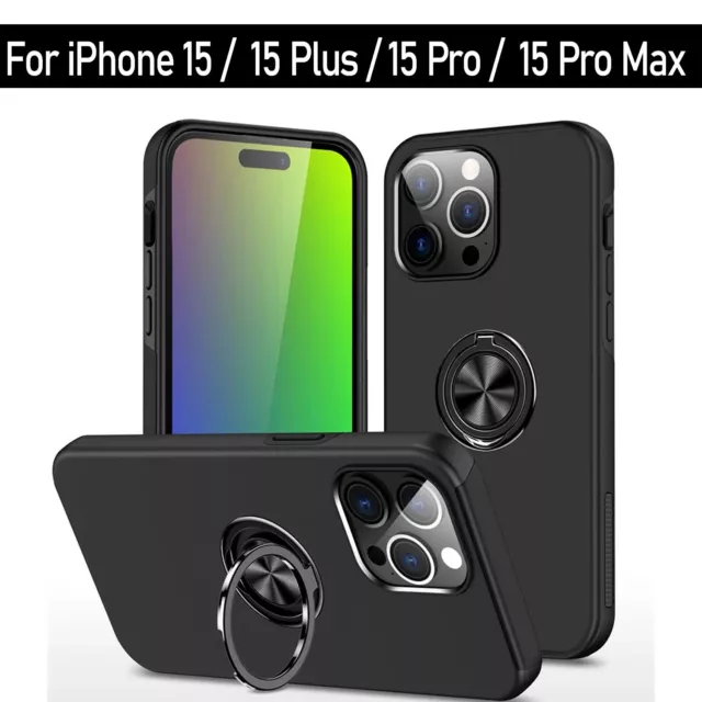 For iPhone 15 / 15 Plus / 15 Pro / 15 Pro Max Shockproof Armor Ring Case