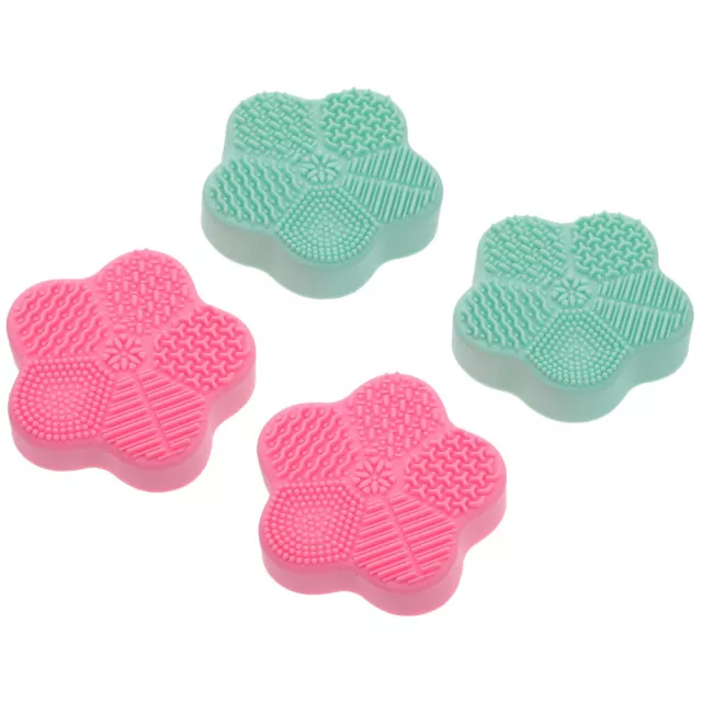 4 Pcs Makeup Brush Cleaning Pad Silicone Scrubbers Cleaner Mat