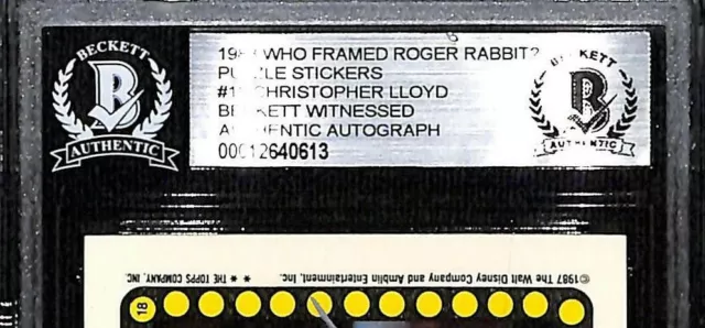 1988 Who Framed Roger Rabbit CHRISTOPHER LLOYD Signed Card SLABBED BAS Witness 3