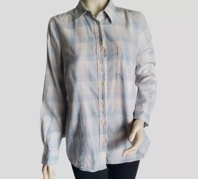 Chemise GAP à carreaux blanc et bleu clair à manches longues taille S/36