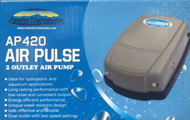 AP420 Dual 2 Outlet Air Pump 5w Aquarium Hydroponics Aquaponics Brand New In Box