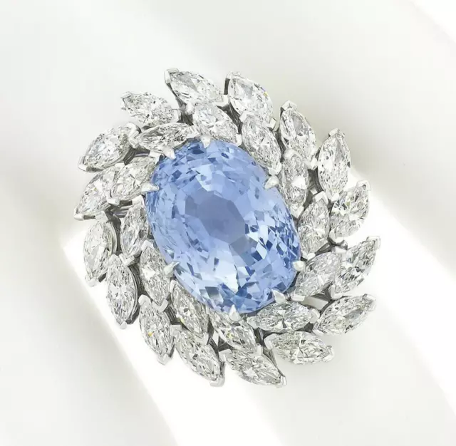 Features a Gorgeous Oval 12.95CT Sapphire & Lab-Created Diamonds Cluster Ring