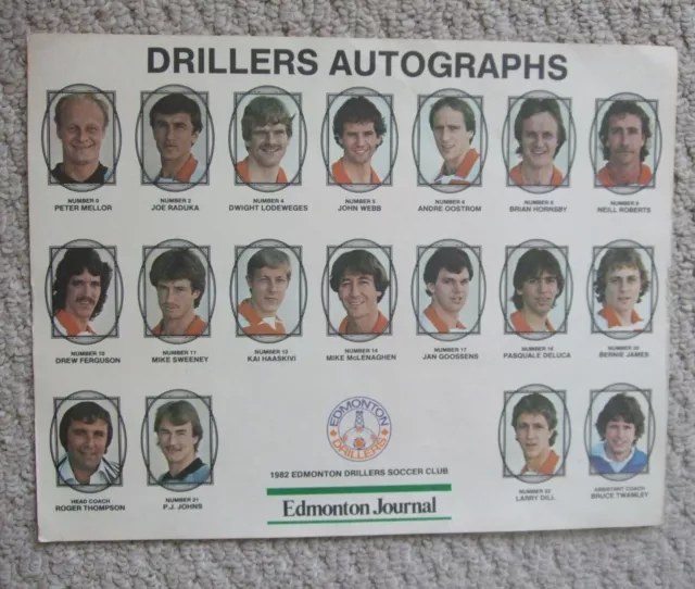 1982 Edmonton Drillers Soccer Club Premium Edmonton Journal 9 x 12