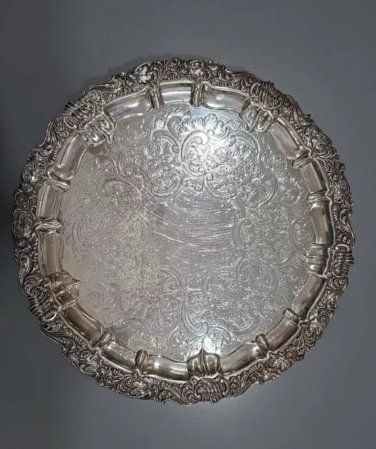 Antique Platter Ellis Barker  Menorah England Silver Plate Serving Tray Stunning