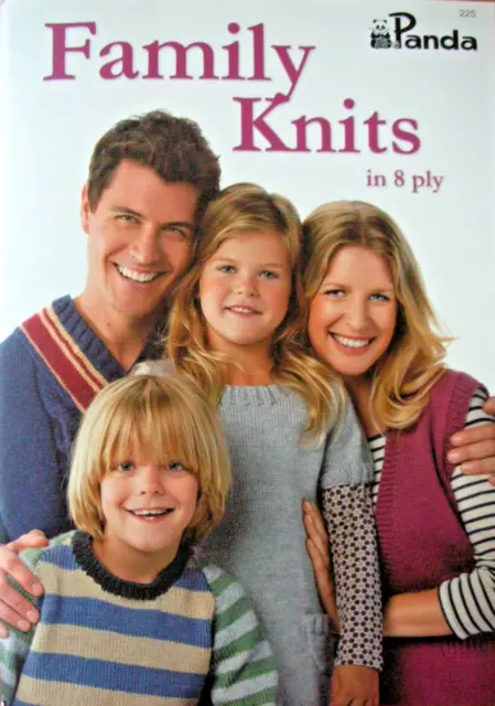 Panda Knitting Pattern Book - FAMILY KNITS - 19 Designs in 8Ply in VGC