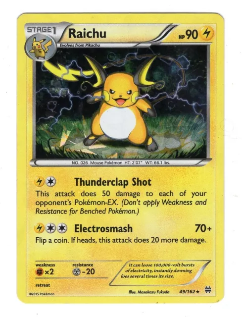 Pokemon TCG Raichu XY BREAKthrough 49/162 Cracked Ice Holo Promo Rare Card LP-NM