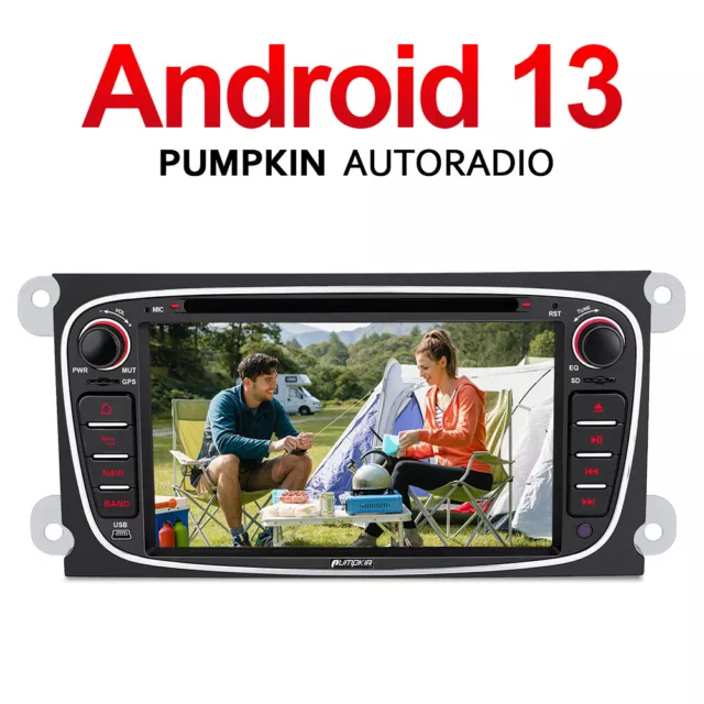 Pumpkin 2 DIN Android 13 Autoradio GPS Navi DAB DVD Für Ford Focus Mondeo Galaxy