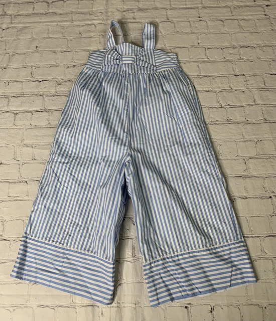 Janie and Jack Striped Bow Jumpsuit Girls Size 5 One Piece 100% Cotton