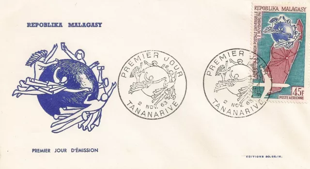 Enveloppe Premier Jour Madagascar Tananarive Union Postale Universelle 02 1963